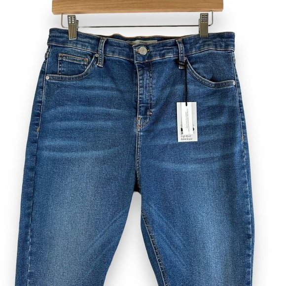 Topshop Womens Jeans 34x30 Acid Wash Dip Moto Jamie High Waist Ankle Grazer NEW - Picture 7 of 14
